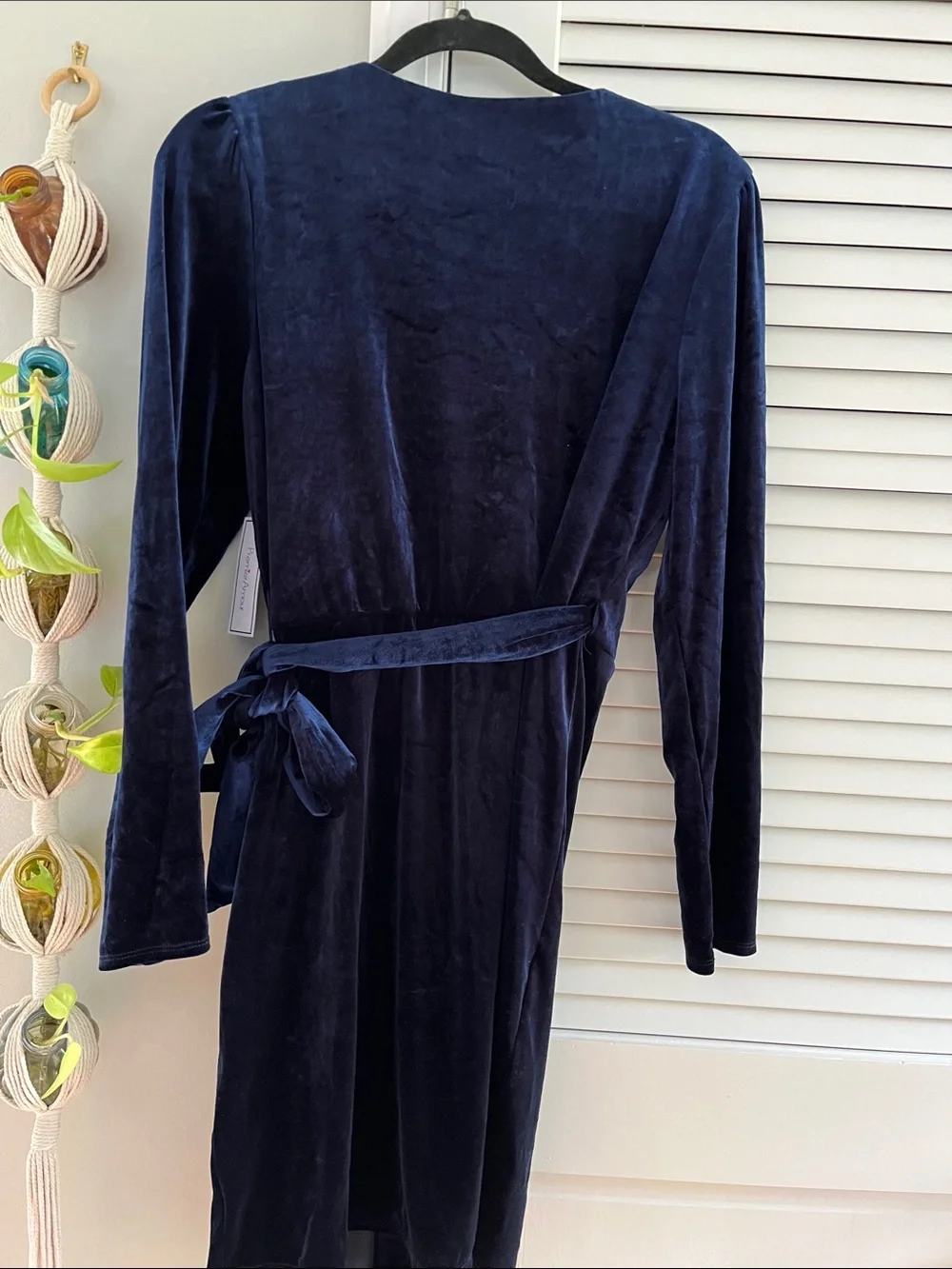 Velour Wrap Dress in Deep Navy by Premier Amour